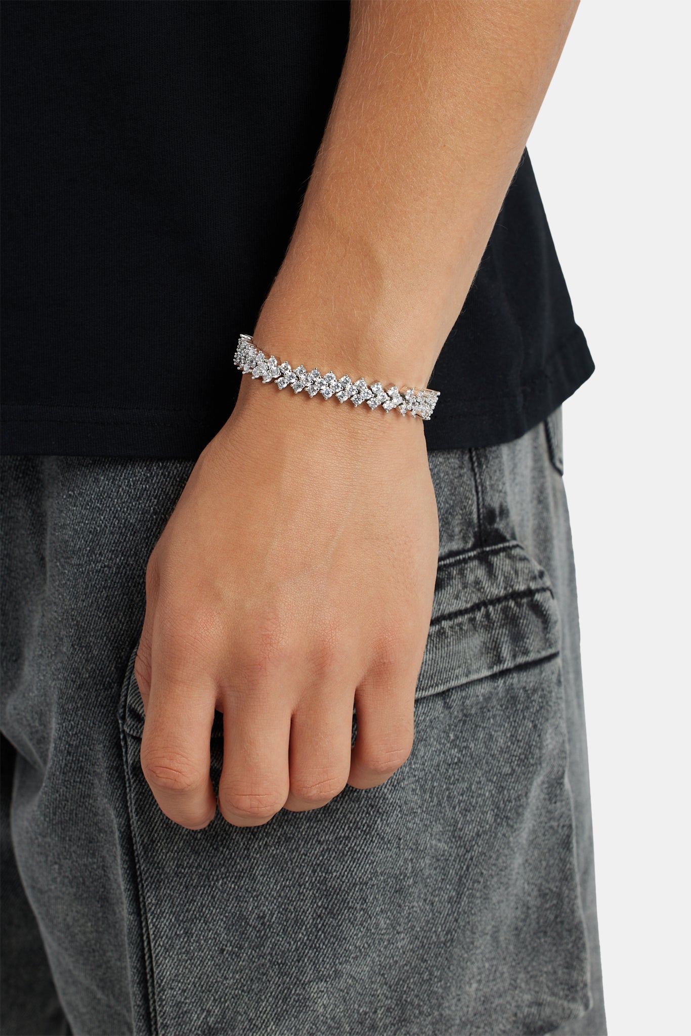 10 mm Iced Prong Armband – Weißgold